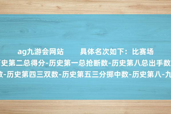 ag九游会网站        具体名次如下：比赛场数-历史第五总出场时刻-历史第二总得分-历史第一总抢断数-历史第八总出手数-历史第三总助攻数-历史第四三双数-历史第五三分掷中数-历史第八-九游会J9·(china)官方网站-真人游戏第一品牌