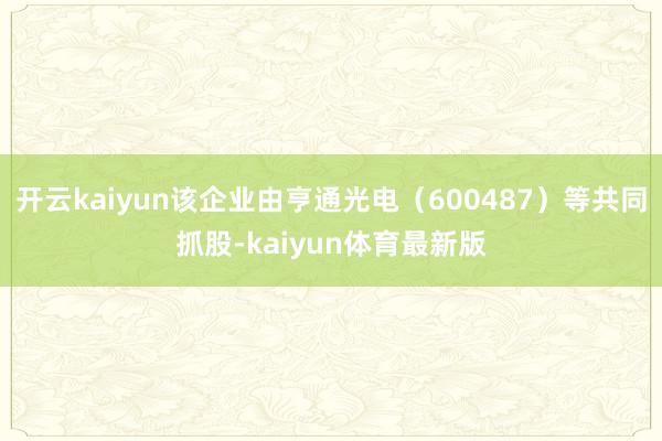 开云kaiyun该企业由亨通光电（600487）等共同抓股-kaiyun体育最新版