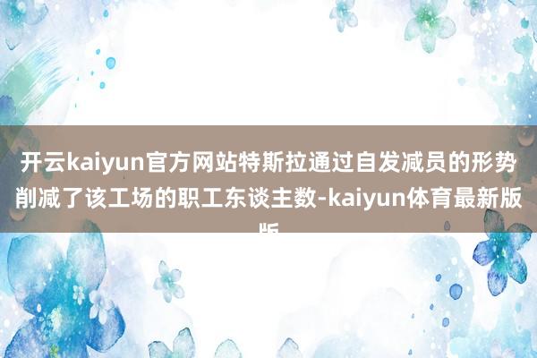 开云kaiyun官方网站特斯拉通过自发减员的形势削减了该工场的职工东谈主数-kaiyun体育最新版