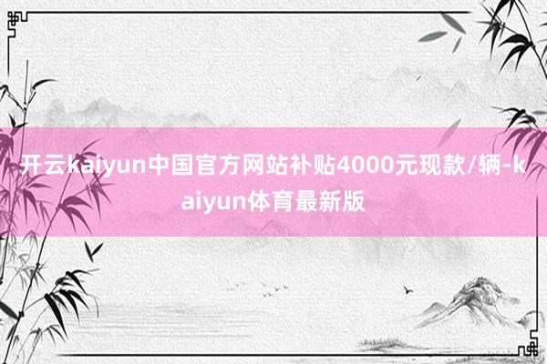 开云kaiyun中国官方网站补贴4000元现款/辆-kaiyun体育最新版